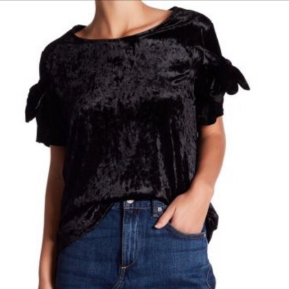 NWT Pleione black crushed velvet top XL ties